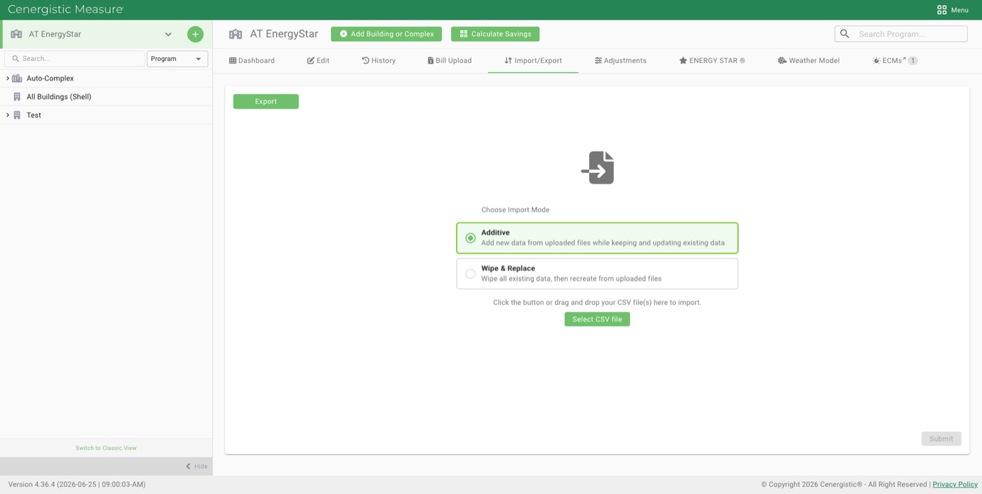 Import / export with plain-language, low-risk modes